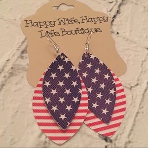 American flag faux leather earrings